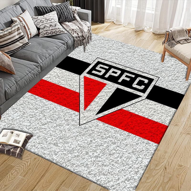 Sao Paulo FC Flannel Pattern Square Carpet,Area Rug,Carpet Rug for Living Room Bedroom Sofa Playroom Decor,Non-slip Floor Mat