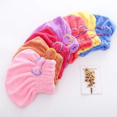 Bath Spa Bowknot Wrap Towel Hat Cap for Bathroom Accessories, Hair Drying Quick Microfibre, Hair Bonnet for Sleeping