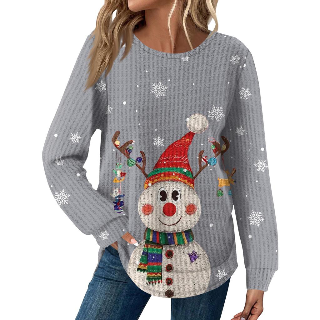 Dámská móda Dlouhý rukáv Vánoční Volný Dlouhý rukáv Kulatý výstřih Ležérní Top