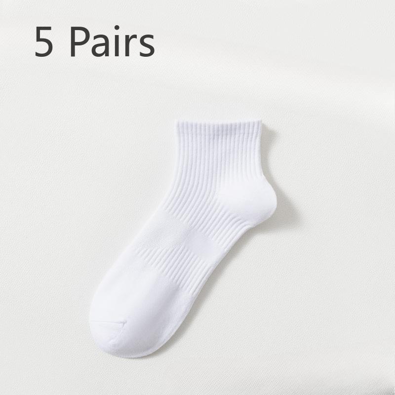5 Pairs of Men's Spring and Autumn Pure Cotton Sports Deodorizing Running Socks