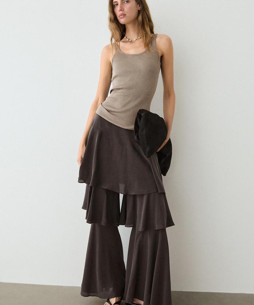 Masimodutti Frill Detail Fluid Skirt Pants