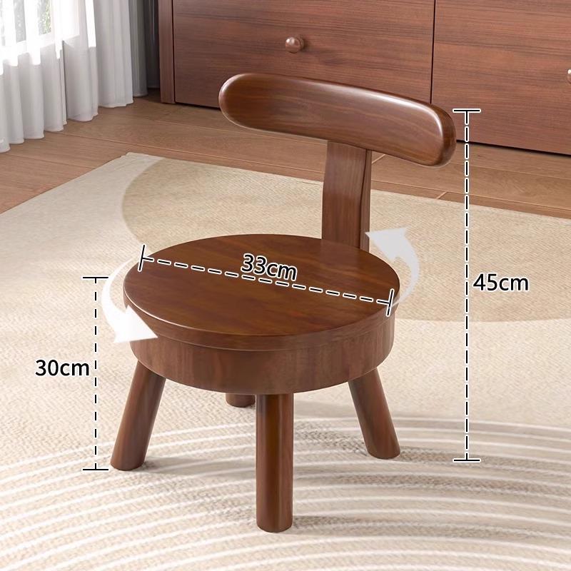 Solid Wood Entryway Shoe Stool Comfortable Curved Back Low Stool Thickened Durable Coffee Table Rotating Seat for Home Decor