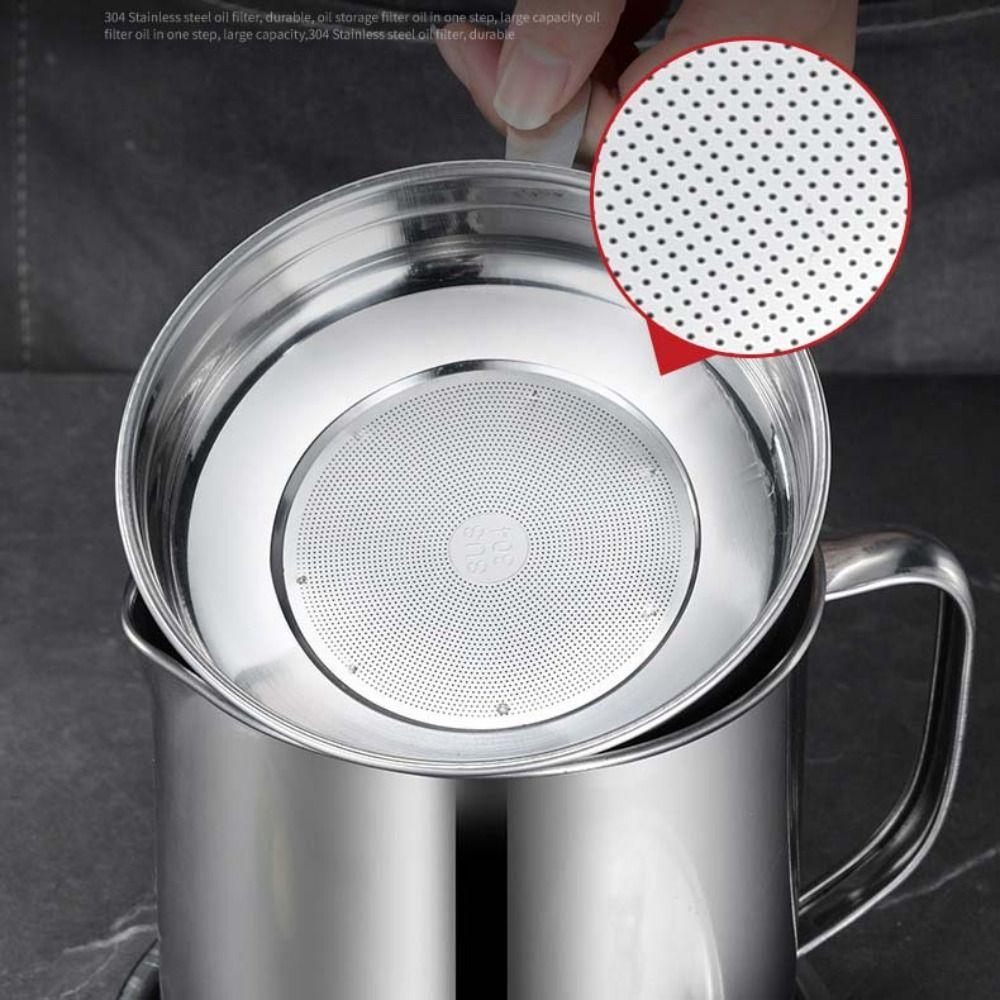 1.3L/1.8L Oil Filter Pot Large Capacity Lard Strainer Filter Tank Storage Container Grease Keeper Cooking Oil Strainer Kitchen