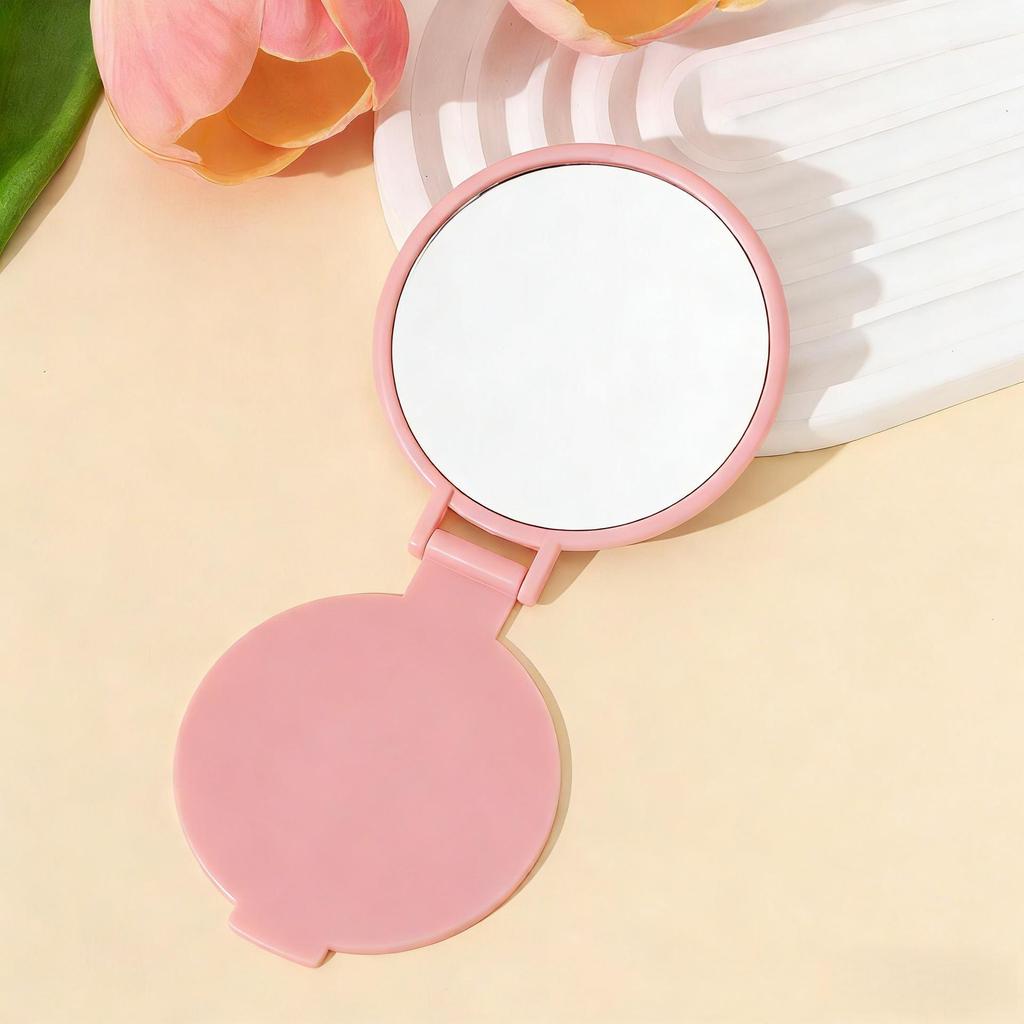 Compact Single-Sided Folding Round Makeup Mirror - Portable Gift Mirror