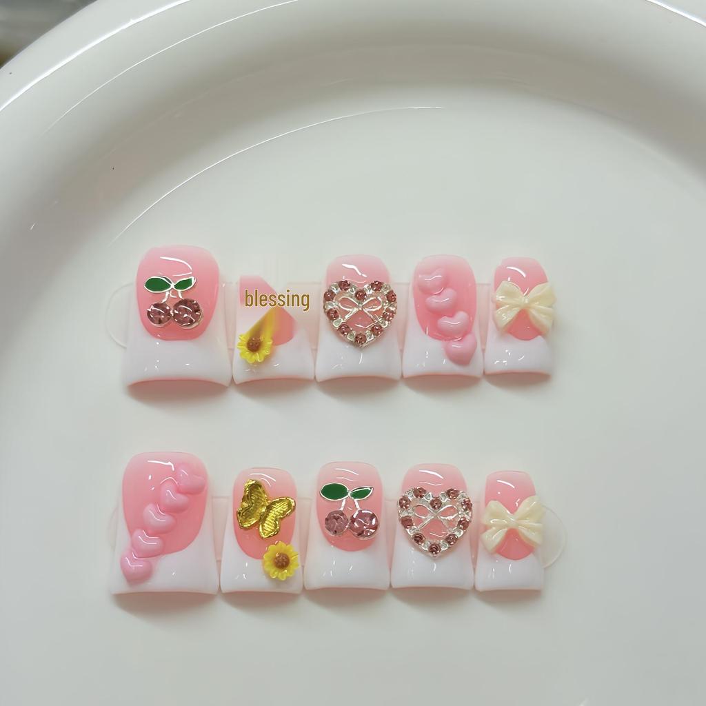 Heart-Fluttering Pink European & American Short Duckbill Nail Art