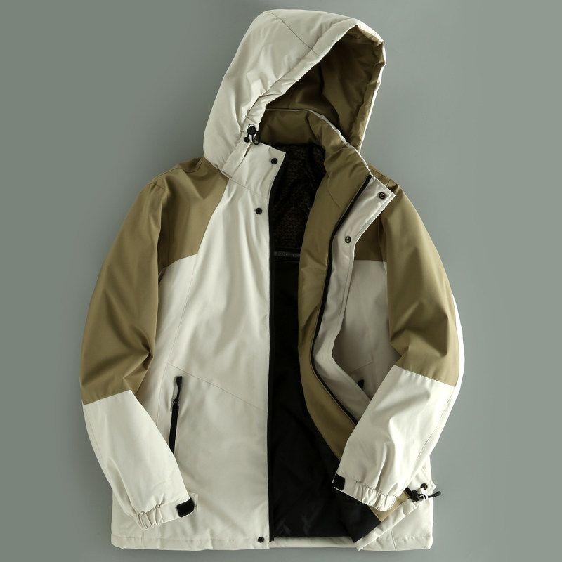 Island Cattle Goods ~ Graphite Quickly Lock Temperature Thickened Men's Detachable Hat Winter Warm Men's Cotton-Padded Coat Outerwear Tide