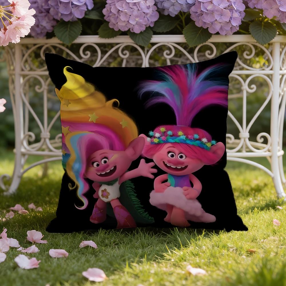 Anime T-TrollsS Cartoon Cushion Cover Home & Car Dual-Scene Pillow Cover: Reversible for Premium Comfort
