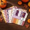 Paper Crafting Halloween Supplies 12 Sheets Scrapbook Set, 6x6in Double-Sided Craft Paper, Pumpkin Ghost Bat Pattern Decorative for Journal,