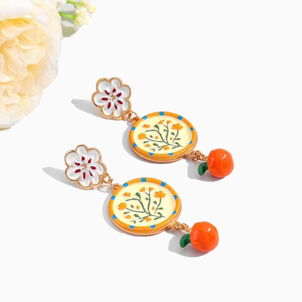 Painting Enamel Flower Dangle Earrings Charm Bohemian Dangle Earring Party