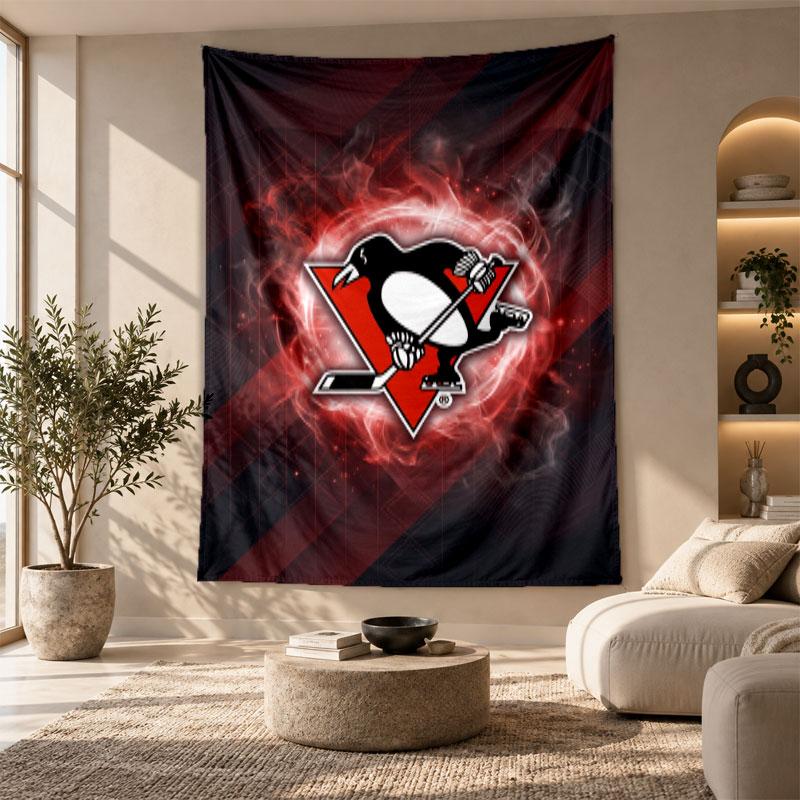 Decorative Tapestry,Pittsburgh Penguins Printed Wall Art, Lightweight Wall Hanging For Bedroom Background