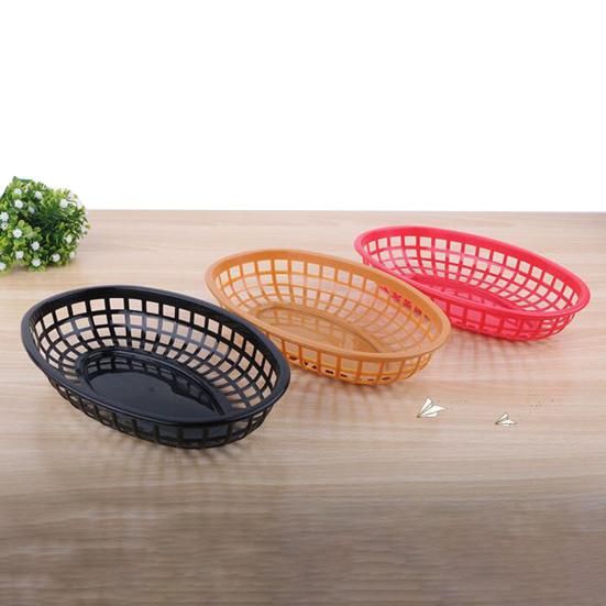 12Pcs Lagerung Korb Hohl Design Geschirr Kunststoff Brot Fast-Food Snack Platte für Hause