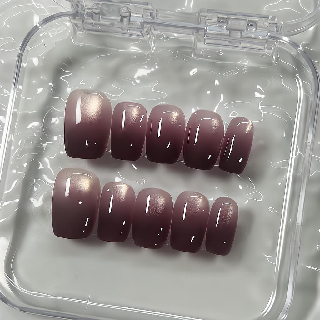 Press on Nails Square Fake Nails with Glitter Design Artificial Acrylic Nails Glossy False Nails Full Cover Stick on Nails Glue on Nails for Women