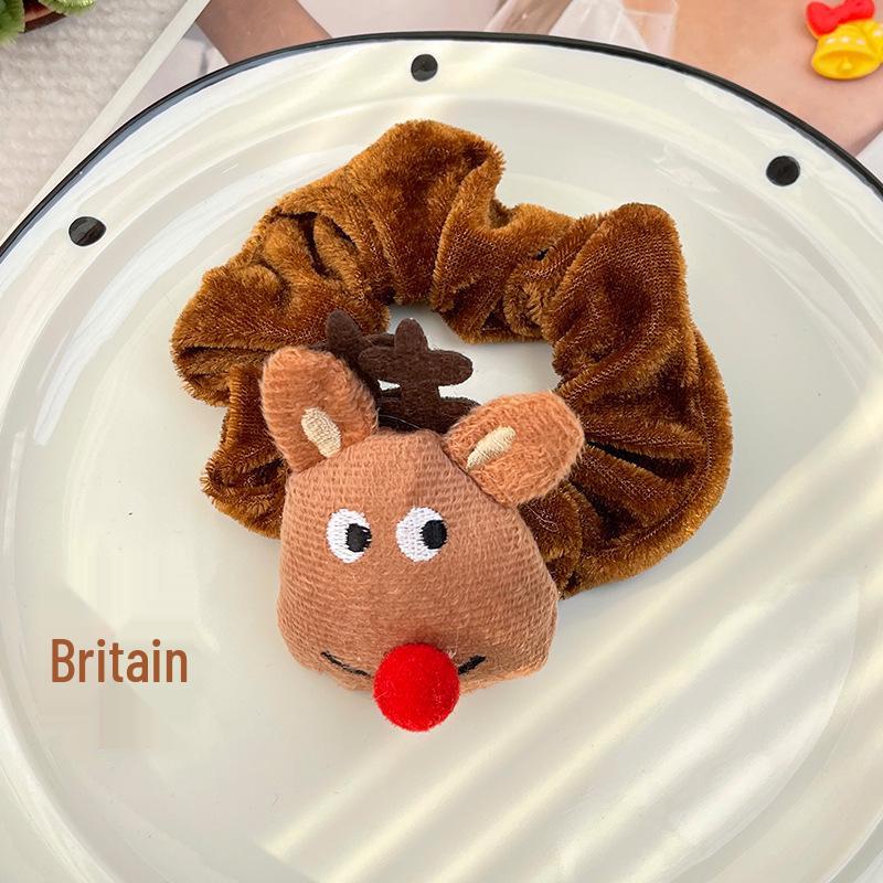 Świąteczna gumka do włosów scrunchie z Mikołajem i reniferami oraz bransoletka dziecięca