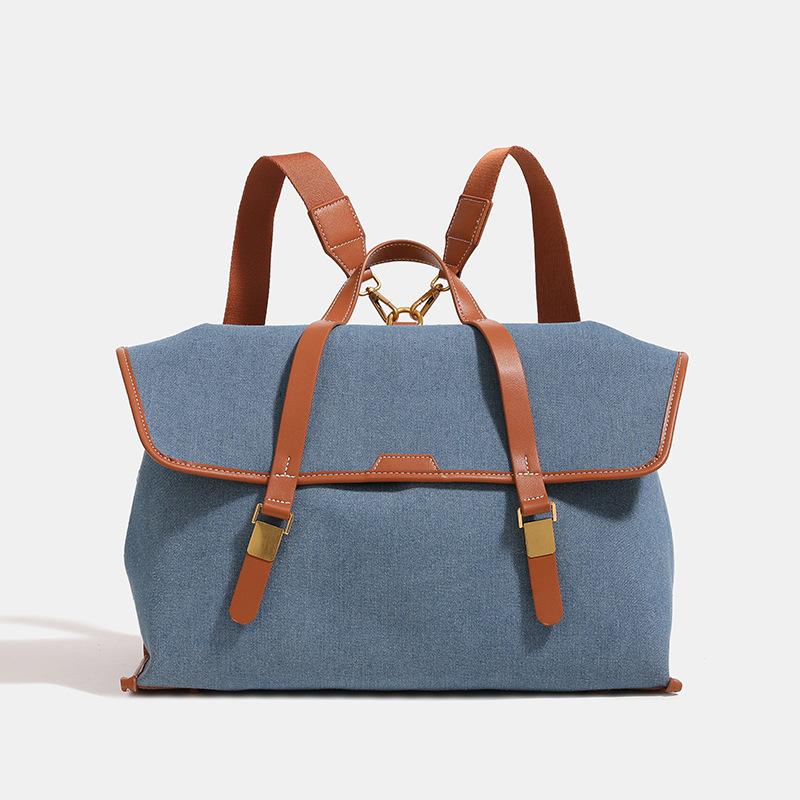 2024 Summer New Briefcase Denim Backpack Handheld Single Shoulder Crossbody Bag Multi-use Bag Laptop Bag Women's Bag