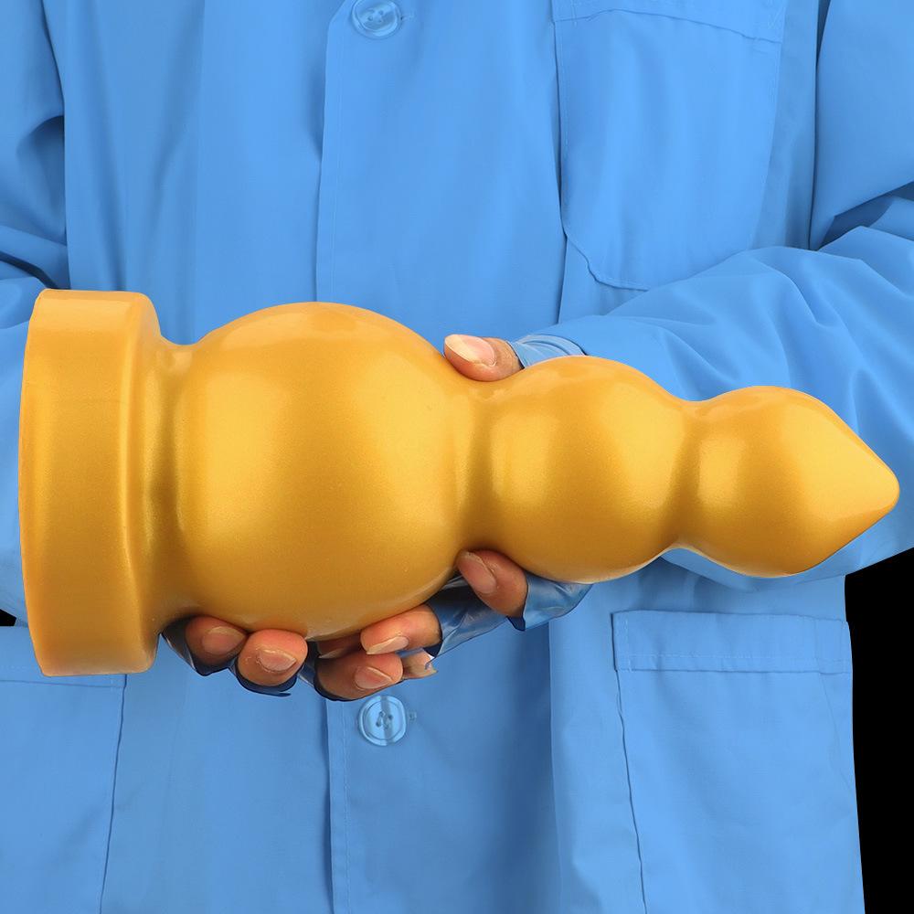Gros Plug Anal Fileté en Silicone Doré Dildo Réaliste Jouet Sexuel pour Adultes pour Couples Fisting