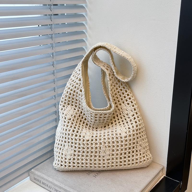 

Плетеная сумка женская большой вместимости новая повседневная ажурная на плечо сумка для покупок ленивый ветер приморская пляжная сумка