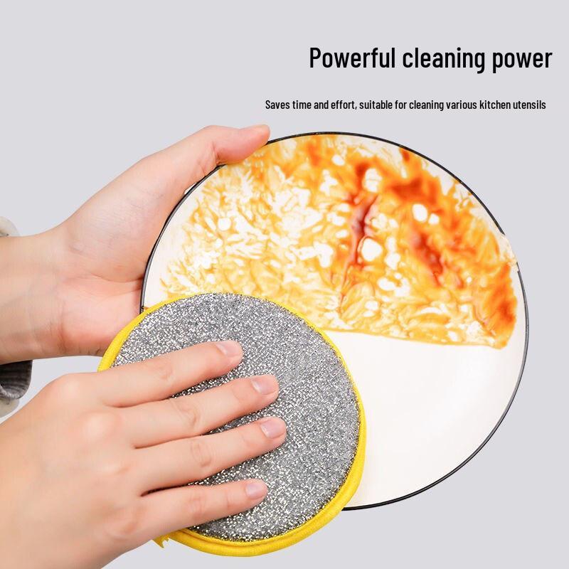 Double-Sided Kitchen Sponge and Scouring Pad Dish Scrubber, Non-Stick Oil Cleaning Cloth