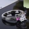Handmade Diamond-Set Square Zircon Retro Women'S Ring, Ring, Black Personality Ring Children
