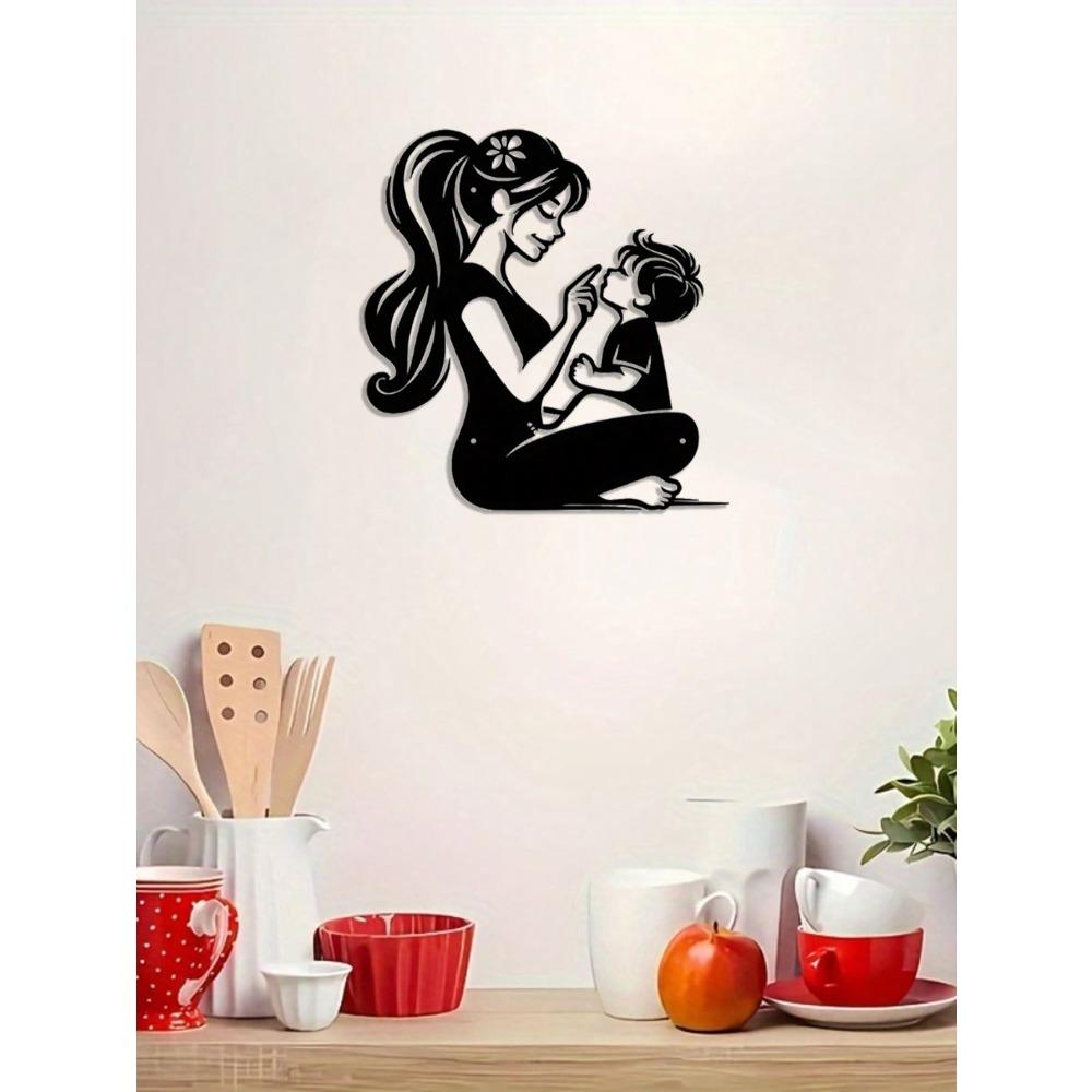 Elegant Mother Child Metal Wall Sculpture Premium Indoor Outdoor Art for Living Room Courtyard Timeless Hanging Home Decor