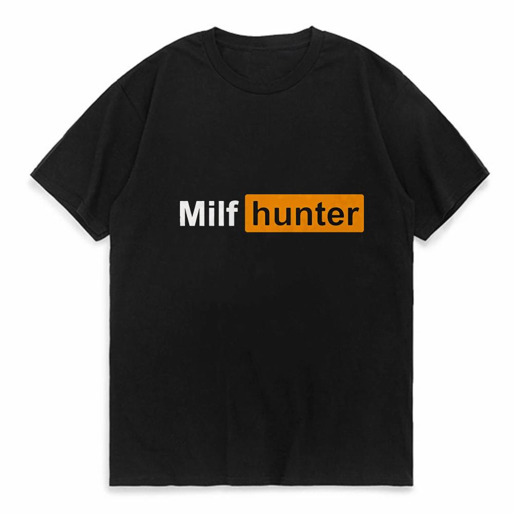 

MILF Hunter Funny Adult Humor Joke Who Love Milfs TShirt Men Clothing Tops Graphic T Shirts round neck short sleeved Tshirt 4XL