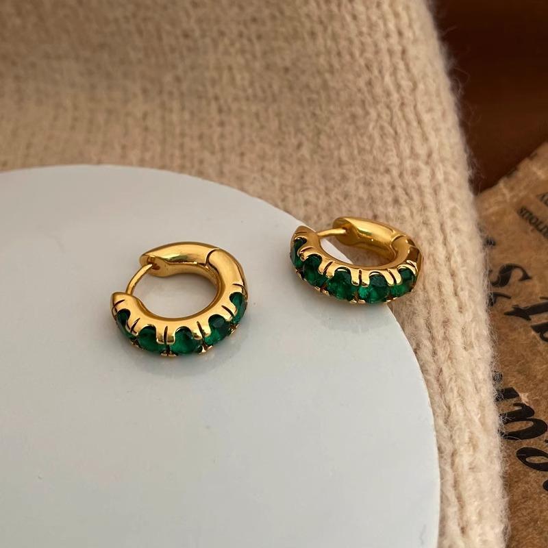 

Temperament Retro Gemstone Earrings Simple Fashion Small Design Ear Buckle Style Personality Elegant Classic Casual Daily Accessories
