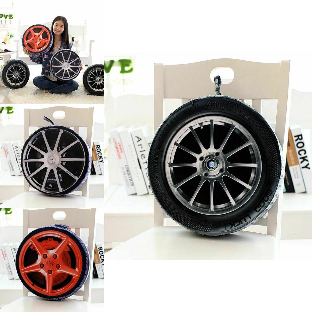 Cozy Multicolour Pillow Car Wheel Tire Plush Cushion Ideal For Home And Office Use