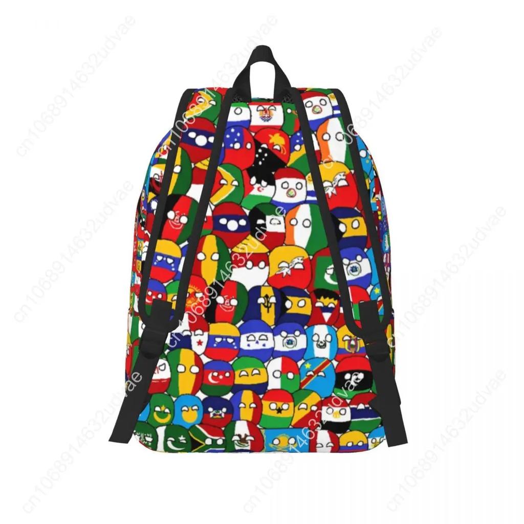 Countryball Cartoon Backpack School Bookbag Countries Earth Canvas Daypack Preschool Kindergarten Bag