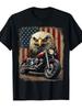 Motorcycle USA Flag Retro Biker Chopper T-Shirt | Men'S Casual Short Sleeve, Fun