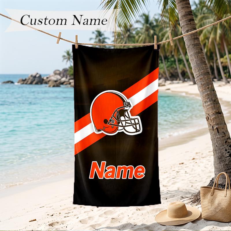 Cleveland Browns Custom Name Printed Beach Towel Personalized Soft Towel For Swimming Beach Travel