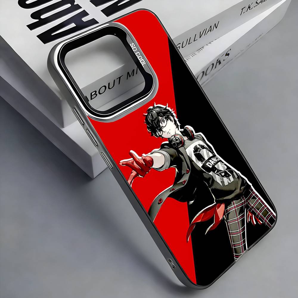 P-Persona 5 Anime Phone Case For iPhone 17, 16,15,14,13,12,11 Plus,Pro Max, Colorful Silver Funda Cover