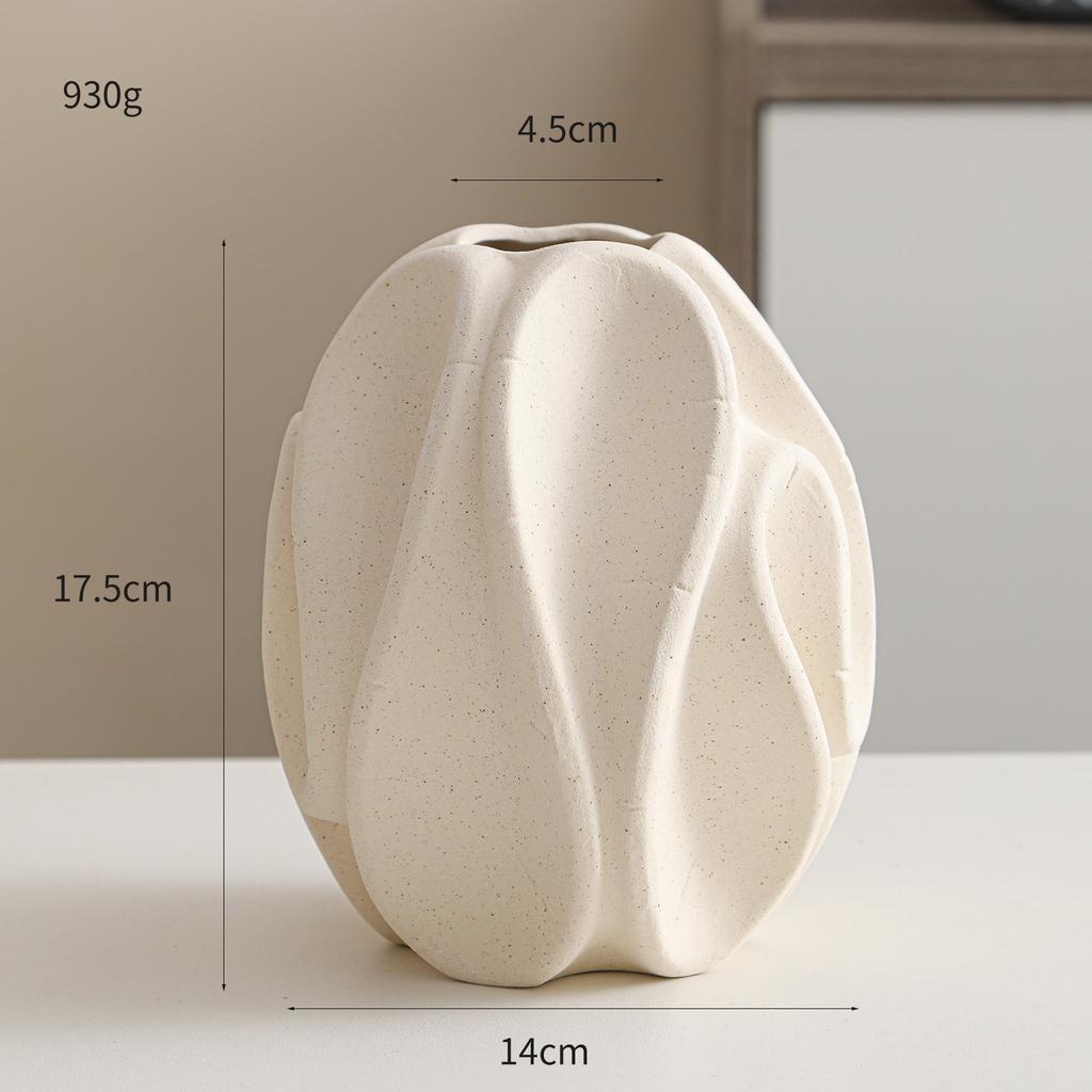 Matte White Fashion Plain Fired Irregular Wrinkled Vase Abstract Crafts Ceramic Flowerpot Desktop Decoration Ceramic Flower Vase