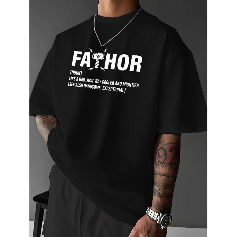

Fathor (Thor Dad Pun) T-Shirt,Soft Breathable & Fade-Resistant, Classic Fit for Daily Casual Wear XXL чорний
