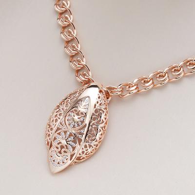 Unusual Hyperbole Hollow Flower Big Pendant For Women Fashion  Rose Gold Color Natural Zircon Necklaces Vintage Jewelry