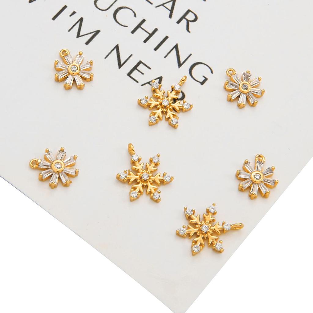 Copper Snow Flowers Charms Pendants DIY For Women Earring Making Supplies