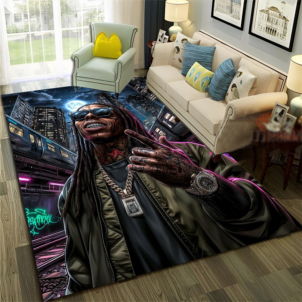3D Top Rapper Legende Star Kunst Cartoon Hip Hop Teppich für Schlafzimmer Wohnzimmer Sofa Zuhause Fußmatte Dekor,großer Spiel-Rutschfester Bodenbelag