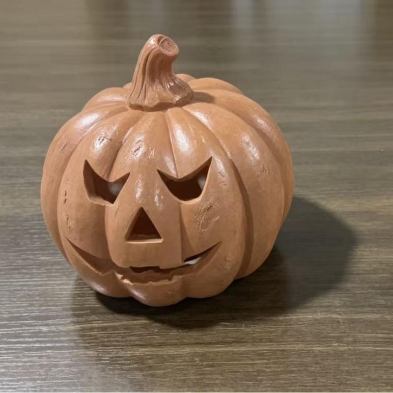 Handmade Terracotta Jack O' Lantern Resin Pumpkin Lamp