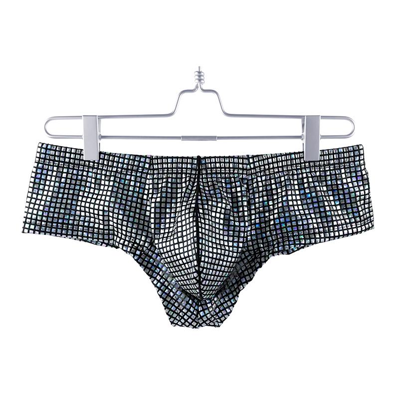 1Pc Polyester Sexy Mens Briefs Bikini Trunks Underpants U Pouch Underwear Sequins Boxer Shorts