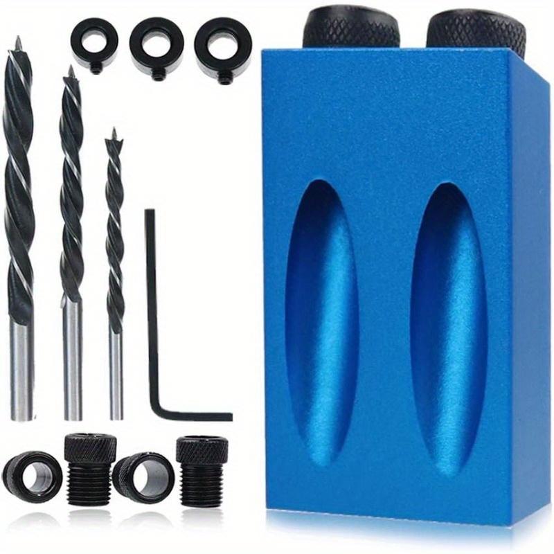 14pcs Pocket Hole Jig Kit, 15 Degree Angle Woodworking Tool, Inclined Hole Carpentry Locator with 6/8/10mm Drill Bits, Metal Dowel Screw Drill Jig