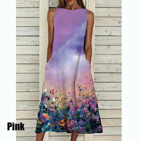 Cross-border direct supply, European and American women s clothing 2024 summer new dress, flower printing elegant dress, women S