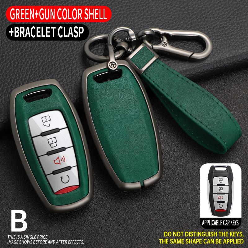 Zinc Alloy+Leather Auto Smart Key Fob Cover Case Protective Housing Remote Fit For Great Wall Poer GWM Vanguard Auto Key Fob Decoration Housing
