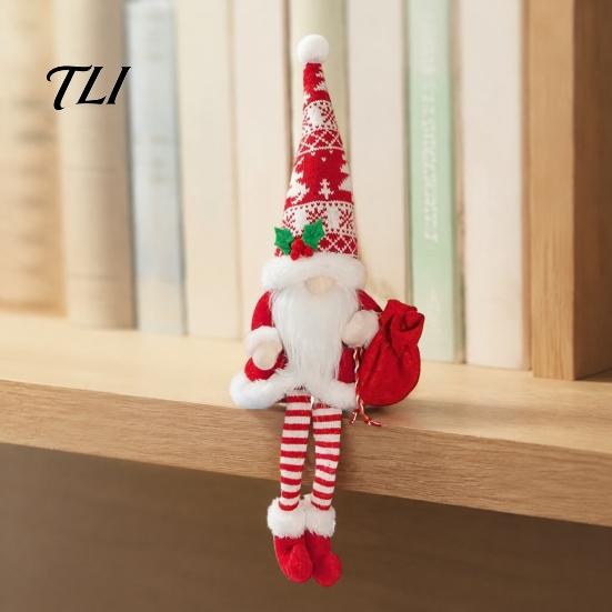 Hanging Christmas Tree Plushies Plush Gnome, Long Leg Faceless Scandinavian Santa Doll, Swedish Tomte Tiered Tray Sitting Figures Elf Figurine