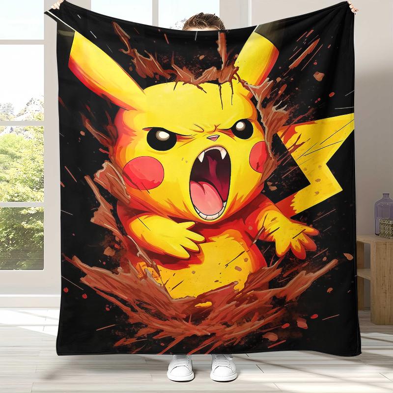 6 Style Pikachu Pokemon Flannel Blanket,Ultra Soft Warm Plush Throw for Home Bedroom Bed Sofa Cover Office Camping Picnic Gift