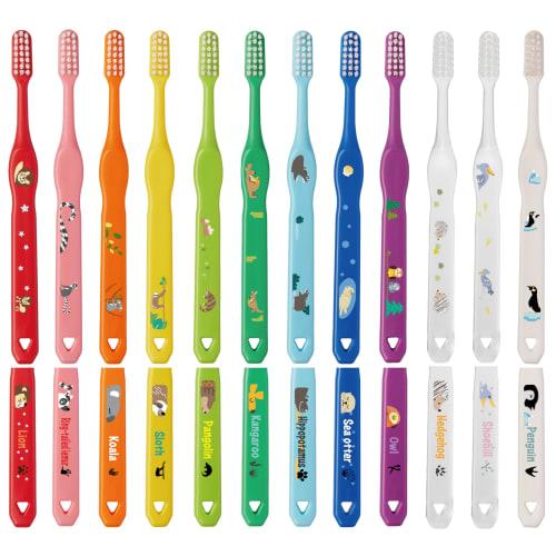 

L APIS: Kids Toothbrushes, Happy Colors, 12 Colors, Junior, Dental-Recommended, Animal Print, Elementary School Age, Matte, Colorful, Made in Japan, Z