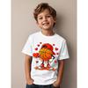 European Sizes Soft Breathable Valentine Basketball Heart Drip Sport Valentines Day T-Shirt for Kids | Boys & Girls Graphic Tee - Round Neck