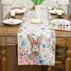 Rabbit Flower Pattern Tablecloth Easter Rabbit Rectangle Table Cloth Easter Rabbits Printed Holiday Table Cloth for Dining Table
