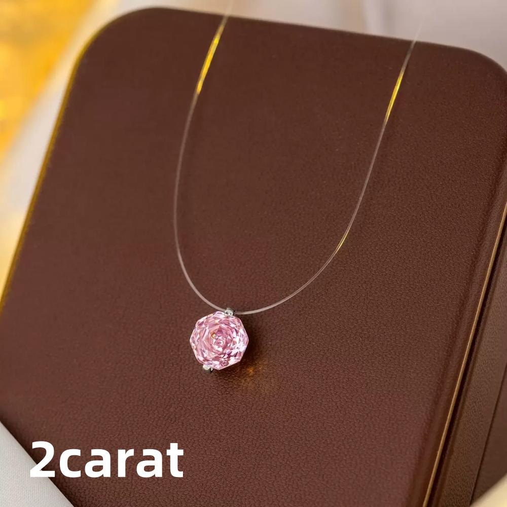 925 Silver Light Luxury Pink Flower Zircon Necklace Birthday Anniversary Engagement Party Gift
