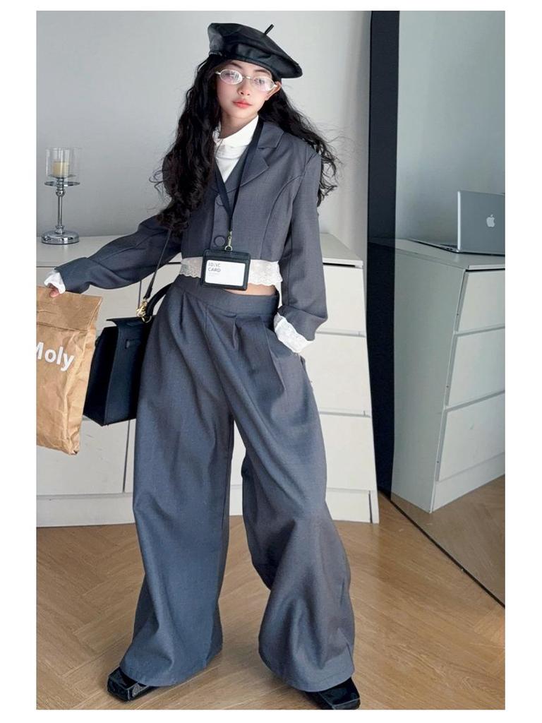 Herbst 2025 Mädchen Trendiger Lässiger Blazer Zweiteiler