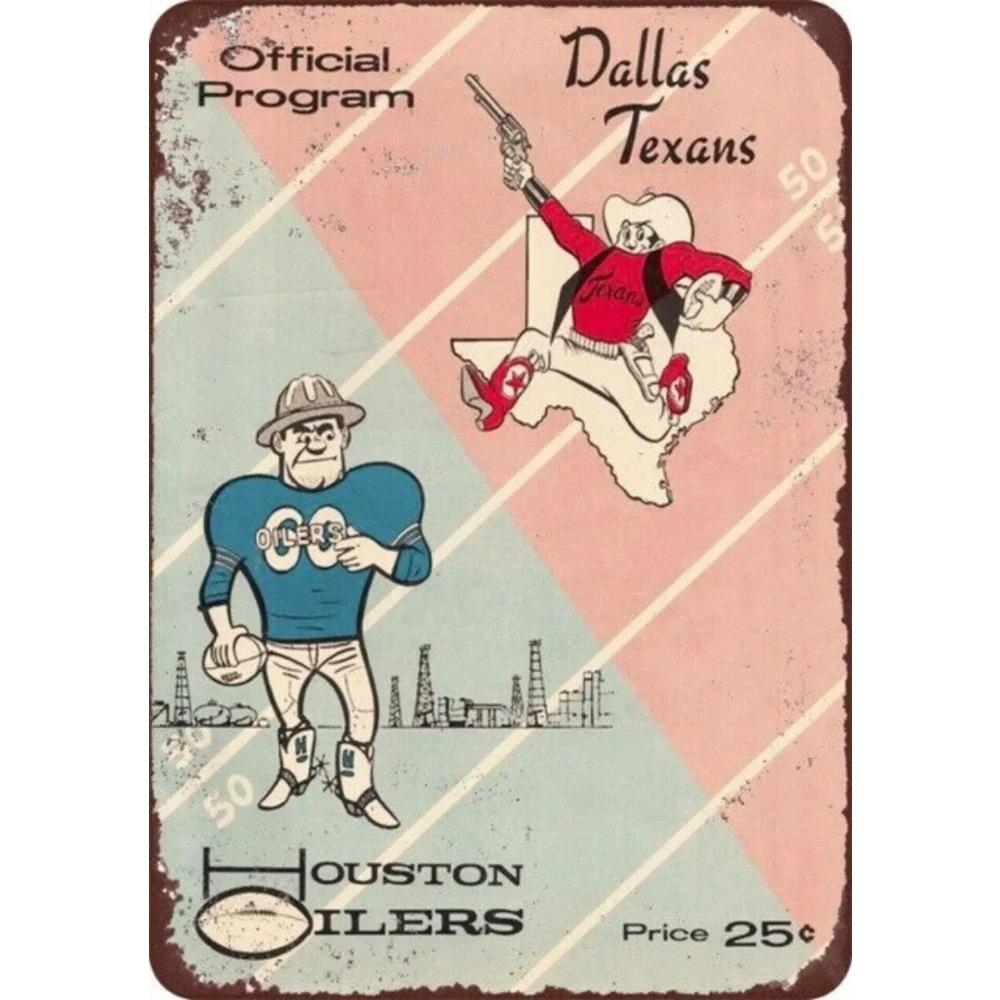 Dallas Texans Vs Houston Oilers Aluminum Vintage Sign Metal Wall Decor 20x30cm