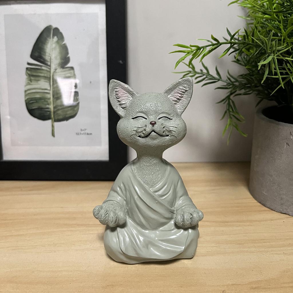 Cat Meditation Animal Meditation Cat Resin Statue Zazen Cat Decoration Crafts Ornament Sculpture Creative Home