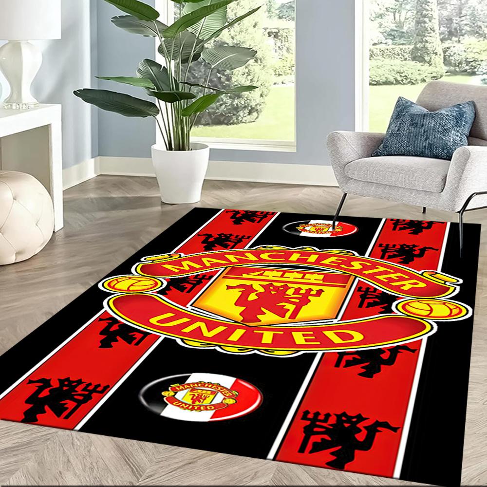 Manchester Logo Square rugs are a great choice for living rooms, bedrooms, home décor, and as gifts.